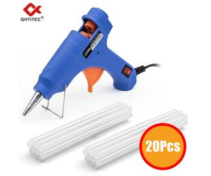 Pistola de Pegamento Caliente JCD de 20W, Mini Pistola de Pegamento Eléctrica para Uso Doméstico e Industrial, Herramienta de Reparación con 20 Barras de Pegamento de 7mm blue