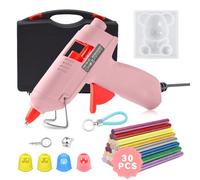 Pistola de pegamento, pistola de pegamento caliente con 30 barras de pegamento coloridas, mini kit de pistola de pegamento termofusible para manualidades, reparación de bricolaje, pistola de pegamento