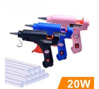 Pistola de pegamento termofusible de 20W, Mini pistolas industriales domésticas DIY, herramienta de reparación eléctrica térmica de temperatura de calor para uso en barras de pegamento de 7mm 30 PCS G
