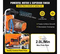 Pistola de pintura sin aire - Pistola de pintura - Pulverizador de pintura - Pulverizador de pintura para paredes - Pistola para lacado - Motor de 2000W - Alta presión de 3000 psi