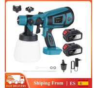 Pistola de Pulverización Eléctrica de 900 ml, Pulverizador de Pintura HVLP con 3 Boquillas de Cobre, Aerógrafo para Muebles, Cercas, Paredes, Autos, Pintura para el Hogar y Bricolaje 2x Battery Set