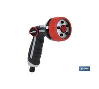 Pistola de Riego | Control de Caudal en el Pulgar | 5 Modos: Chorro Concentrado, A presión, Plano Horizontal, Neblina de Pulverización y Ducha