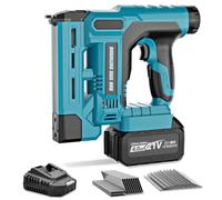Pistola de uñas inalámbrica de calibre 18 para batería Mak-ita de 18 V, clavadora 2 en 1 y grapadora eléctrica con 1 batería de 4.0 Ah, 1000 clavos y 1000 grapas para proyectos de bricolaje, mejoras