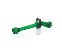 Pistola lanzadora de agua para riego con depósito para agua, lanza multichorro con conector universal para mangueras de jardín, ideal para la limpieza de coches y canalones, de plástico, 5,5 x 41 x 15