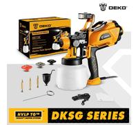Pistola pulverizadora DEKO HVLP con luz LED y 3 boquillas, pulverizador de pintura eléctrico de alta potencia de gran capacidad de 1200ml para bricolaje en el hogar DKSG20K3Y