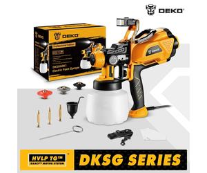 Pistola pulverizadora DEKO HVLP con luz LED y 3 boquillas, pulverizador de pintura eléctrico de alta potencia de gran capacidad de 1200ml para bricolaje en el hogar DKSG60K1-GS