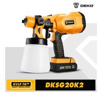 Pistola pulverizadora DEKO, pulverizador de pintura eléctrico doméstico de alta potencia de 20V/220V, sin batería, 3 boquillas, fácil pulverización, limpieza, perfecto para principiantes DKSG20K2