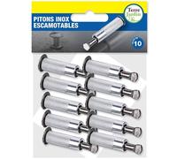 Piton Einziehbarer Steckschlüssel INOX - X10 | Lote de 10 pitones retráctiles en acero inoxidable y aluminio, 6,5 cm de largo y 1,2 cm de diámetro, para fijación