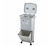 Pitycbo Cubo de Basura de Cocina Contenedor de Reciclaje Papelera con Dos Compartimentos Apilados para Separación de Residuos Secos y Húmedos Altura, 45L, Jp+Tap Pequeña