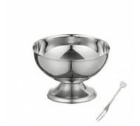 Pitycbo Cuenco de Acero Inoxidable Copa Postre Heladera Tazón Compotera con Pedestal y Tenedor Acabado Pulido y Adecuado para Gelato Sorbetes Reuniones, Plateado, Pequeño 160ml