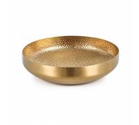 Pitycbo de Acero Inoxidable Plato Profundo Fuente Cuenco Bandeja con Textura Martillada y Acabado Pulido Antióxido Adecuado para Mesa Familiar Restaurante Formales, Dorado, 20CM