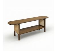 Pitycbo Mueble de Televisión de Bambú con Consola Mesa Estantería y Diseño Estrecho de Apoyo a Pared Estante Abierto para Dispositivos Adecuado para Sala de Estar Recibidor Detrás del Sofá