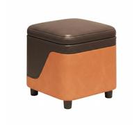 Pitycbo Taburete Almacenamiento Compacto Asiento Banco Reposapiés con Acolchado Cómodo y Base Duradera en Madera y Cuero Diseño Apilable y Almacenamiento, Gris Naranja
