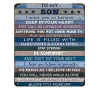 PIUHRKLEVD Love You Forever To My Son Vintage Metal Sign From Parents Wall Decor For Boys Room First Birthday 8 X 12 in