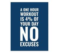 PIUHRKLEVD No Excuses Gym Motivation Poster One Hour Workout Is 4 Percent of Your Day It Is Hard to Lose Weight Choose Inspirational Wall-Art(Unframed,16x24inch(40x60cm))