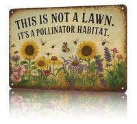 PIUHRKLEVD Retro Aluminum Garden Humor Metal Sign Vintage Look This Is Not A Lawn Pollinator Habitat Saying Weatherproof Print For Outdoor Wall 8 X 12 in