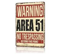 PIUHRKLEVD Retro Aluminum Sci-Fi Metal Sign Vintage Look Alien Art No Trespassing Humor Print For Man Cave Bedroom Office Decor 8 X 12 in