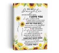 PIUHRKLEVD To My Daughter Canvas Print Never Forget That I Love You Framed Sunflower Wall-Art from Mom Birthday Christmas Gift for Her Bedroom(Framed,16x24inch(40x60cm))