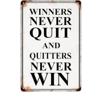 PIUHRKLEVD Winners Never Quit Quitters Win Retro Motivational Tin Sign Wall-Art Farmhouse Part Patio Porch Home Garden Bar 8 X 12 in