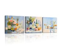 Piy Painting 3 Pcs Imagen Impresión Pintura Botella de Vidrio Moderno Cuadro En Lienzo Cuadros Decoracion Salon Laminas Decorativas Con Marco Dormitorios Cocina Salon Oficina 30×30cm