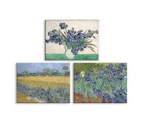 Piy Painting 3 Piezas Vintage Flores Impresiones sobre lienzo, Van Gogh Laminas decorativas, Iris Cuadros Decoracion Salon, Reproducción de cuadros famosos Dormitorio Cocina Baño Oficina 30x40 cm