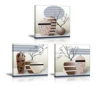 Piy Painting 3x Cuadro sobre lienzo imagen de Ramas secas elegantes en botellas de jarrón Canvas Wall Art de la Lona Arte de La Pared para Colgar Cuadros Sobre el Lienzo Dormitorio Cocina 30x30cm