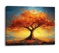 Piy Painting Árbol Lienzo Arte Pared, Puestas De Sol Lienzos Decorativos, Lienzo El Árbol Rojo, Impresiones Sobre Lienzo, Fácil De Colgar Para Salón Entrada Vestíbulo Cafetería, 30x40 cm