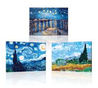 Piy Painting Arte Mural En Lienzo De Colores, Impresión En Lienzo De Noche Estrellada, Pintura Mural De Paisajes, Fácil De Colgar Para Salón Pasillo Estudio De Yoga, 3 Piezas 58x40cm (174x40 cm)