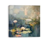 Piy Painting Cuadro en Lienzo de flor loto, Cuadro Decoracion, Flores Lienzos Decorativos, Pósteres y grabados, Cuadros para Pasillo Baño Sala de Estar, 1 pieza 30x30cm, Marco Interior de Madera