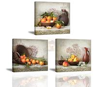 Piy Painting Cuadro en Lienzo en Cosecha de Fruta Naranja Pinturas murales Decoración Impresiones de Lienzo Arte de La Pared para Sala de Estar Cocina Dormitorio San Valentin 30x30cm 3units