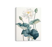 Piy Painting Cuadro en Lienzo Nenúfares blancos Significa pureza, Impresión en lienzo de flores de loto, Cuadro Dormitorio Moderno, Lienzos Decorativos para Pasillo Baño Entrada Sala de yoga 30x40 cm