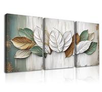 Piy Painting Cuadro Impresión De Gran Tamaño, Cuadro Moderno Hojas, Arte Mural En Lienzo, Romántica Impresión, Fácil De Colgar Para Salón Despacho Sala Reuniones, 3 Piezas 58x40cm/58X120 cm