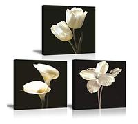 PIY PAINTING Cuadro Sobre Lienzo Imagen Flor de Tulipán Blanco Pintura Canvas Calla Lily Flores Elegantes Wall Art con Seguridad Impresión de la Lona Dibujar Para Sala Comedor Cocina Regalo 3X 30x30cm