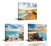 Piy Painting Cuadro Sobre Lienzo Imagen, Magnífico Paisaje Junto al Mar Canvas Pintura, Vista a la Playa Wall Art Impresión de la Lona Dibujar Para Sala Comedor Cocina Regalo 3X 30x30cm