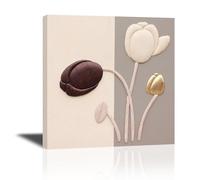 Piy Painting Cuadros Modernos de Tulipán, Cuadro en Lienzo Tulipanes Elegantes, Impresión de Lienzos, Cuadros de Flores, Cuadros Decoracion para Pasillo Comedor 1X 30x30cm, con Marco Interno