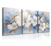 Piy Painting Impresión Artística De Una Flor Blanca, Lienzo De Arte Romántico, Impresión En Lienzo Obras De Arte, Cuadros Murales Para Dormitorio Salón Cafetería Banquetes, 3 Piezas 30x40 cm