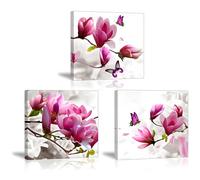 Piy Painting Impresión en lienzo, cuadro elegante de flores orquídeas, cuadro moderno tensado en marco de madera listo para colgar perfecto para decoración de arte de pared en cuarto de baño, regalo