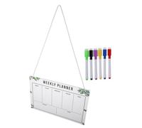 Pizarra Acrílica Colgante de Borrado en Seco 30x19cm para Nevera | Planificador Semanal Reutilizable, Lista de Compras y Menú, Incluye Rotulador Borrable para Cocina