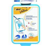 Pizarra Blanca BIC Velleda de Doble Cara 19x26 cm para Escritura y Aprendizaje con Rotulador Azul y Borrador - Ideal para Material Escolar