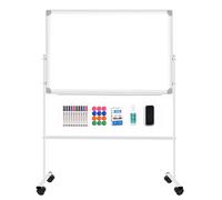Pizarra Blanca Con Soporte,Pizarra Blanca Móvil 120x90Cm, Magnética Grande Marco De Aluminio De Doble Cara,Whiteboard Con Ruedas Con Marcadores,Imanes,Borrador De Pizarra Para Escuela En Casa,Oficina