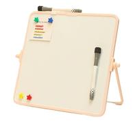 Pizarra Blanca Pequeña Pizarra Magnetica Pizarras Blancas De Rotulador Magnética Whiteboard Rotulador Borrable White Board Borrable Magnético De Sobremesa Con Soporte (Pink,24.8x24.8cm)
