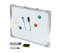 Pizarra blanca Relaxdays, con accesorios, borrable, magnética, con esquinas protegidas, 30 x 40 cm, blanca