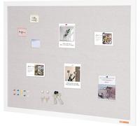 Pizarra de corcho blanca de 122 cm x 91 cm con superficie texturizada tipo lino, para colgar en la pared