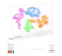 Pizarra de notas LED acrílica, tablero de dibujo, recargable, con marcadores, pizarra luminosa, pizarra de escritura, borrable para decoración del hogar y hogar, 35 x 25 cm (5 piezas, 7 marcadores