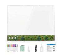 Pizarra de notas LED acrílica, tablero de dibujo, recargable, con marcadores, pizarra luminosa, pizarra de escritura, borrable para decoración del hogar y el hogar, 35 x 25 cm (7 piezas, 12 marcadores