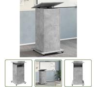 Pizarra de presentación móvil "Living Store" con ruedas y cajón, color gris cemento, 55x55x107 cm