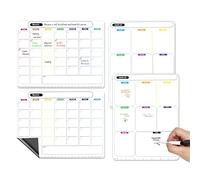 Pizarra Magnetica Nevera, Calendario Magnetico Nevera Limpiable, Planificador Mensual, Frigorífico, Oficina y Cocina Pizarra Calendario, Calendario Mensual Planificador, Pizarra Nevera 4 Uds.