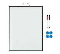 Pizarra magnética Relaxdays, para colgar, 2 rotuladores, 4 imanes, (alto x ancho): 40 x 30 cm, blanca/negra