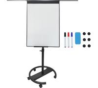 Pizarra magnética tipo rotafolio Relaxdays, con altura ajustable, ruedas, soporte para rotuladores, marco de aluminio, dimensiones: 100 x 70 cm, color