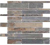 Pizarra mosaico de piedra pared piedra natural mosaico antracita óxido hoja de pared 34-2525